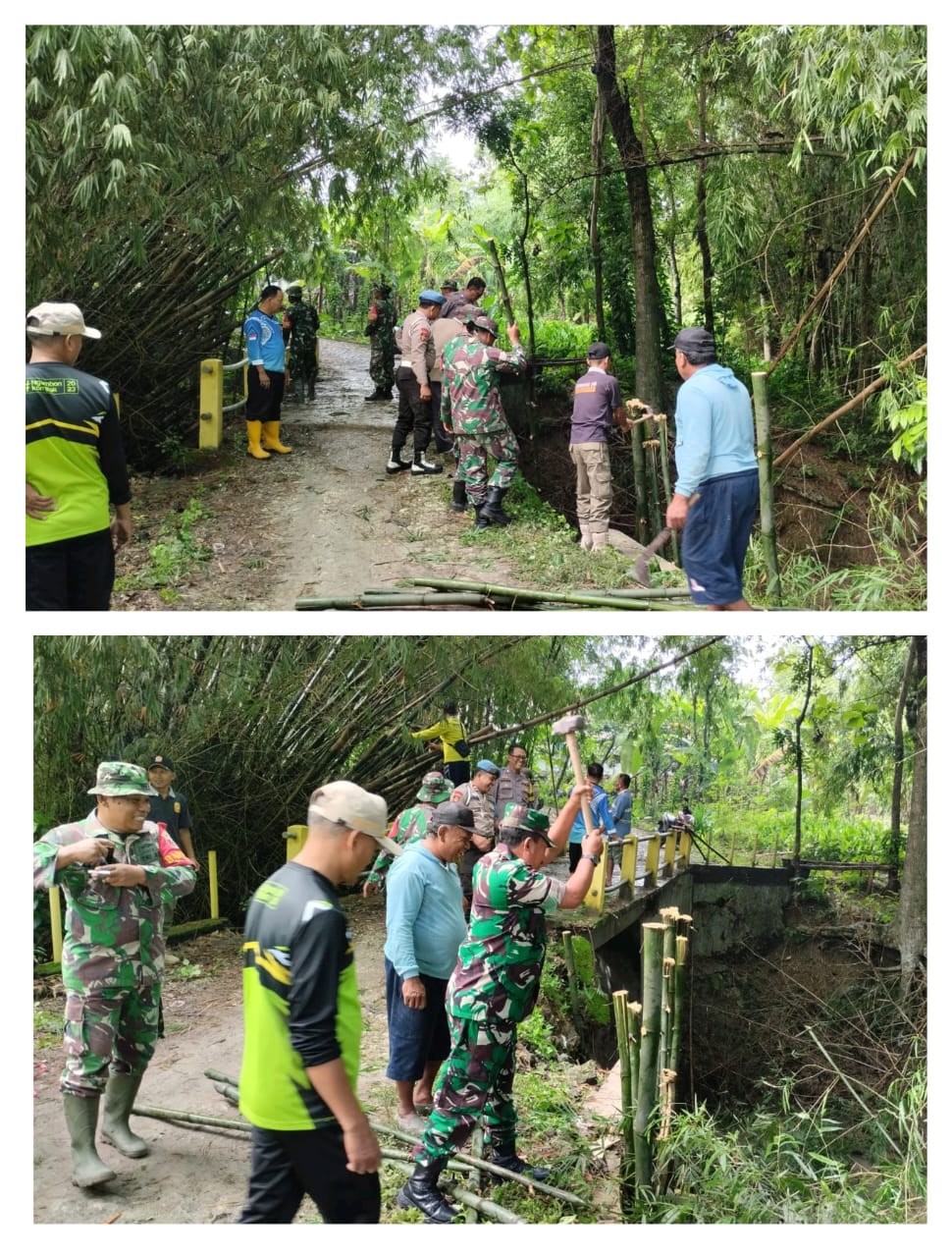 Karya Bakti Bersama Koramil Ngambon dalam Rangka HUT Kodam Brawijaya di Desa Bondol